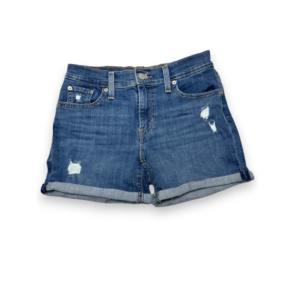 Levi Strauss Mid Length Blue Denim Shorts Size 26